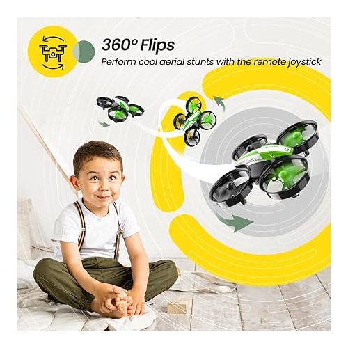  Holy Stone Mini Drone for Kids and Beginners, Indoor Outdoor Quadcopter Plane for Boys Girls with Auto Hover, 3D Flips, 3 Batteries, Headless Mode, Great Gift Toy for Boys and Girls, Green