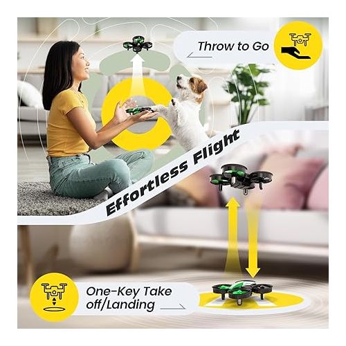  Holy Stone Mini Drone for Kids and Beginners, Indoor Outdoor Quadcopter Plane for Boys Girls with Auto Hover, 3D Flips, 3 Batteries, Headless Mode, Great Gift Toy for Boys and Girls, Green