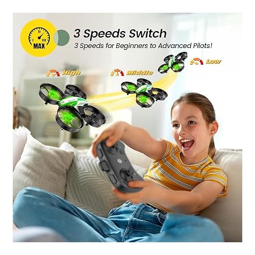  Holy Stone Mini Drone for Kids and Beginners, Indoor Outdoor Quadcopter Plane for Boys Girls with Auto Hover, 3D Flips, 3 Batteries, Headless Mode, Great Gift Toy for Boys and Girls, Green