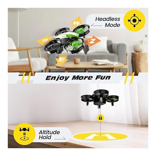 Holy Stone Mini Drone for Kids and Beginners, Indoor Outdoor Quadcopter Plane for Boys Girls with Auto Hover, 3D Flips, 3 Batteries, Headless Mode, Great Gift Toy for Boys and Girls, Green