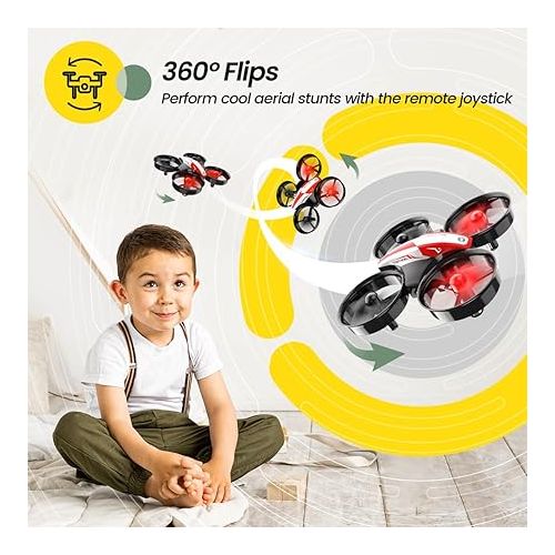  Holy Stone Mini Drone for Kids and Beginners RC Nano Quadcopter Indoor Small Helicopter Plane with Auto Hovering, 3D Flips, Headless Mode and 3 Batteries, Great Gift Toy for Boys and Girls, Red