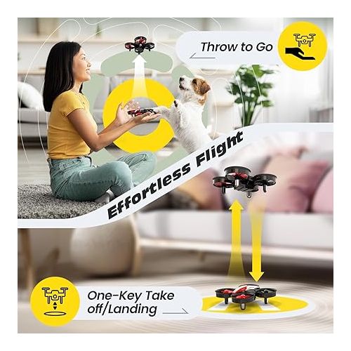  Holy Stone Mini Drone for Kids and Beginners RC Nano Quadcopter Indoor Small Helicopter Plane with Auto Hovering, 3D Flips, Headless Mode and 3 Batteries, Great Gift Toy for Boys and Girls, Red