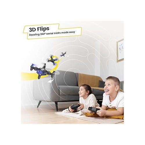  Holy Stone HS190 Drone for Kids, Mini Drone with One-Key Takeoff/Landing, 3D Flips, 3 Speeds and Auto Hovering, Easy to Fly Kids Gifts Toys for Boys and Girls, Blue