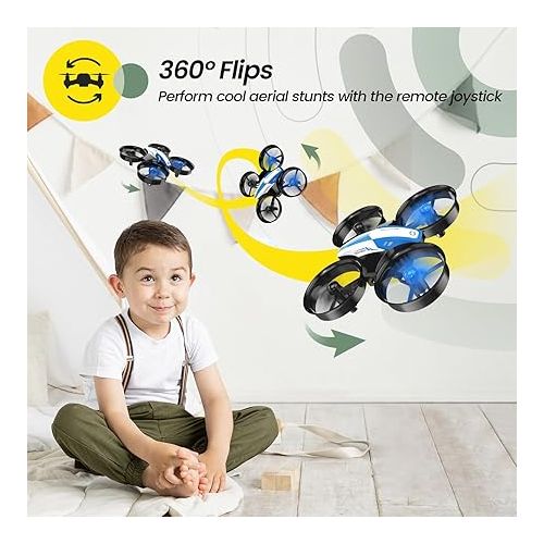  Holy Stone Mini Drone for Kids and Beginners RC Nano Quadcopter Indoor Small Helicopter Plane with Auto Hovering, 3D Flips, Headless Mode and 3 Batteries, Great Gift Toy for Boys and Girls, Blue