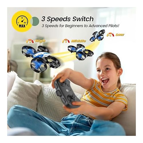  Holy Stone Mini Drone for Kids and Beginners RC Nano Quadcopter Indoor Small Helicopter Plane with Auto Hovering, 3D Flips, Headless Mode and 3 Batteries, Great Gift Toy for Boys and Girls, Blue