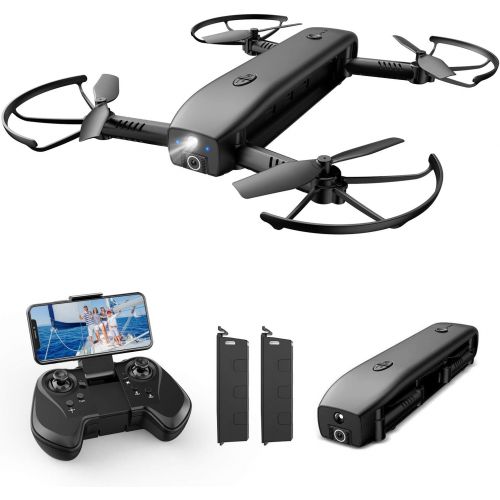  Holy Stone HS161 Drone with Camera for Adults 1080P FHD, FPV Foldable Drones with Optical Flow Positioning, Gesture Control, Handheld Camera, Power Bank and Flashlight Mode, 2 Modu