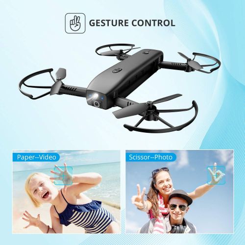  Holy Stone HS161 Drone with Camera for Adults 1080P FHD, FPV Foldable Drones with Optical Flow Positioning, Gesture Control, Handheld Camera, Power Bank and Flashlight Mode, 2 Modu