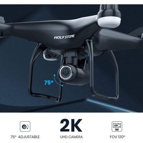  Holy Stone HS120D GPS Drone with Camera for Adults 2K UHD FPV, Quadcotper with Auto Return Home, Follow Me, Altitude Hold, Way-points Functions, Includes 3 Batteries and Carrying B