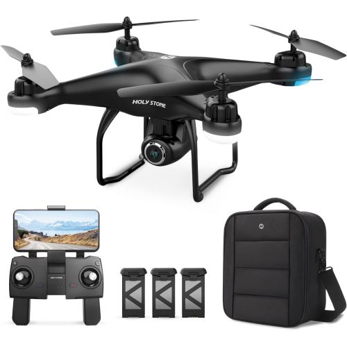  Holy Stone HS120D GPS Drone with Camera for Adults 2K UHD FPV, Quadcotper with Auto Return Home, Follow Me, Altitude Hold, Way-points Functions, Includes 3 Batteries and Carrying B