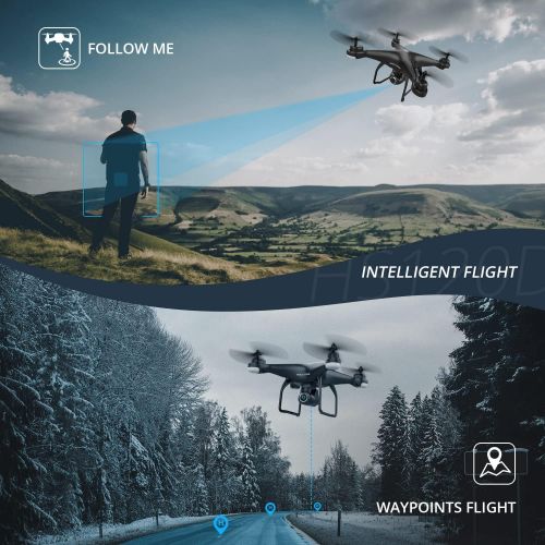  Holy Stone HS120D GPS Drone with Camera for Adults 2K UHD FPV, Quadcotper with Auto Return Home, Follow Me, Altitude Hold, Way-points Functions, Includes 3 Batteries and Carrying B