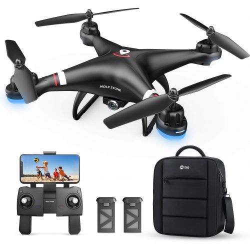  Holy Stone GPS Drone with 1080P HD Camera FPV Live Video for Adults and Kids, Quadcopter HS110G with Carrying Bag, 2 Batteries, Altitude Hold, Follow Me and Auto Return, Easy to Us