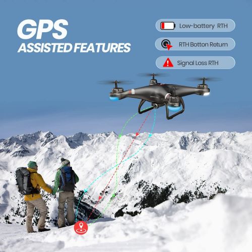  Holy Stone GPS Drone with 1080P HD Camera FPV Live Video for Adults and Kids, Quadcopter HS110G with Carrying Bag, 2 Batteries, Altitude Hold, Follow Me and Auto Return, Easy to Us