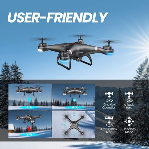  Holy Stone GPS Drone with 1080P HD Camera FPV Live Video for Adults and Kids, Quadcopter HS110G with Carrying Bag, 2 Batteries, Altitude Hold, Follow Me and Auto Return, Easy to Us