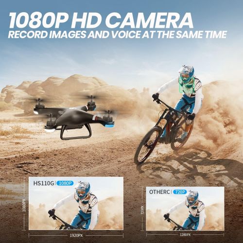  Holy Stone GPS Drone with 1080P HD Camera FPV Live Video for Adults and Kids, Quadcopter HS110G with Carrying Bag, 2 Batteries, Altitude Hold, Follow Me and Auto Return, Easy to Us