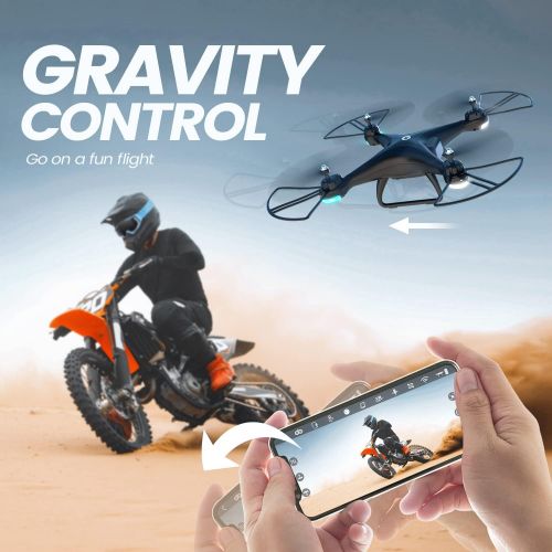  Holy Stone HS110D FPV RC Drone with 1080P HD Camera Live Video 120°Wide-Angle WiFi Quadcopter with Gravity Sensor, Voice Control, Gesture Control, Altitude Hold, Headless Mode, 3D