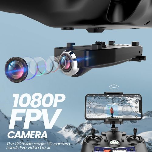  Holy Stone HS110D FPV RC Drone with 1080P HD Camera Live Video 120°Wide-Angle WiFi Quadcopter with Gravity Sensor, Voice Control, Gesture Control, Altitude Hold, Headless Mode, 3D