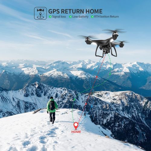  Holy Stone 2K GPS FPV RC Drone HS100 with HD Camera Live Video and GPS Return Home, Large Quadcopter with Adjustable Wide-Angle Camera, Follow Me, Altitude Hold, 18 Minutes Flight,