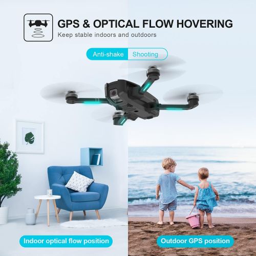  Holy Stone HS720 Foldable GPS Drone with 4K UHD Camera for Adults, Quadcopter with Brushless Motor, Auto Return Home, Follow Me, 52 Minutes Flight Time, Long Control Range, Include