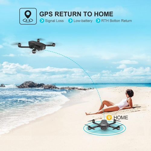  Holy Stone HS720 Foldable GPS Drone with 4K UHD Camera for Adults, Quadcopter with Brushless Motor, Auto Return Home, Follow Me, 52 Minutes Flight Time, Long Control Range, Include