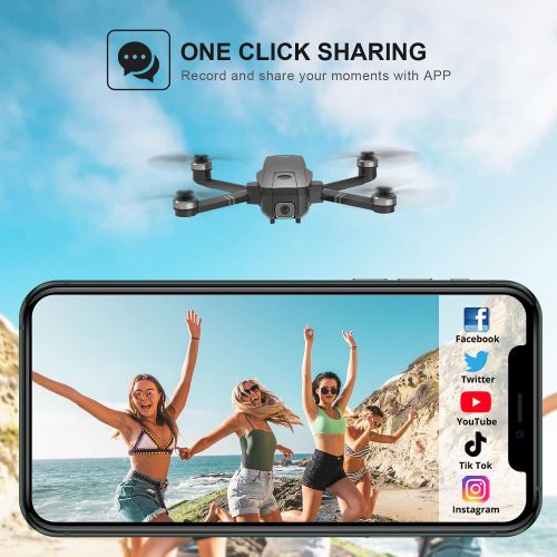  Holy Stone HS720 Foldable GPS Drone with 4K UHD Camera for Adults, Quadcopter with Brushless Motor, Auto Return Home, Follow Me, 52 Minutes Flight Time, Long Control Range, Include