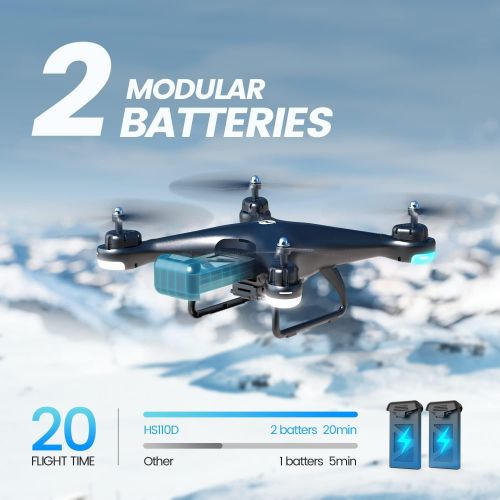  Holy Stone HS110D FPV RC Drone with 1080P HD Camera Live Video 120° Wide-Angle WiFi Quadcopter with Altitude Hold Headless Mode 3D Flips RTF with Modular Battery, Color Black
