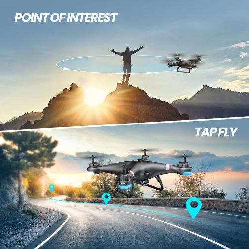  Holy Stone GPS Drone with 1080P HD Camera FPV Live Video for Adults and Kids, Quadcopter HS110G with Carrying Bag, 2 Batteries, Altitude Hold, Follow Me and Auto Return, Easy to Us