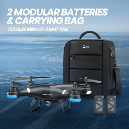  Holy Stone GPS Drone with 1080P HD Camera FPV Live Video for Adults and Kids, Quadcopter HS110G with Carrying Bag, 2 Batteries, Altitude Hold, Follow Me and Auto Return, Easy to Us