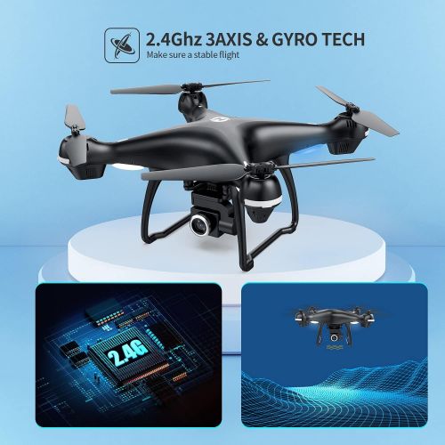  Holy Stone 1080P GPS FPV RC Drone HS100 with HD Camera Live Video and GPS Return Home, Large Quadcopter with Adjustable Wide-Angle Camera, Follow Me, Altitude Hold, 18 Minutes Flig