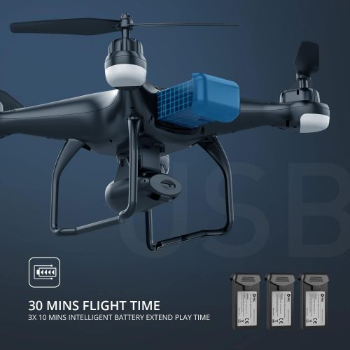  Holy Stone HS120D GPS Drone with Camera for Adults 2K UHD FPV, Quadcotper with Auto Return Home, Follow Me, Altitude Hold, Way-points Functions, Includes 3 Batteries and Carrying B