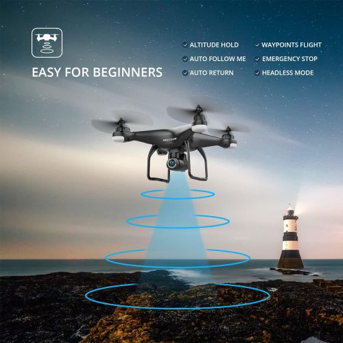  Holy Stone HS120D GPS Drone with Camera for Adults 2K UHD FPV, Quadcotper with Auto Return Home, Follow Me, Altitude Hold, Way-points Functions, Includes 3 Batteries and Carrying B