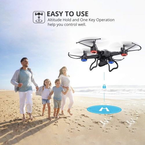  Holy Stone F181W 1080P FPV Drone with HD Camera for Adult Kid Beginner, RC Quadcopter with Carrying Case, Voice Control, Gesture Control, Wide-Angle Live Video, Altitude Hold, 2 Ba