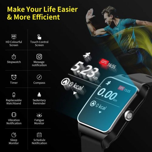  [아마존 핫딜]  [아마존핫딜]HolyHigh Smart Watches GPS Sports Watch Touch Screen IP68 Waterproof 17 Sports Models Activity Tracker Pedometer with Heart Monitor Sleep Monitor Call SMS Remind for Kid Men Women