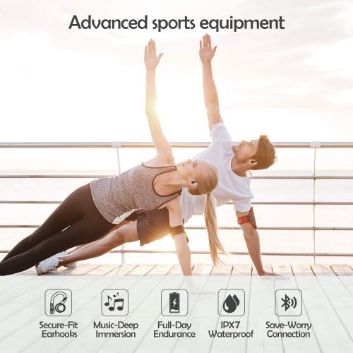  [아마존핫딜][아마존 핫딜] HolyHigh Wireless Headphones Bluetooth 5.0 Earphones Upgrade IPX7 Waterproof 26H Playtime with Charging Case in Ear Wireless Earbuds with Mic for Running Sports Gym for iPhone Andr