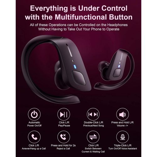  [아마존 핫딜] HolyHigh Wireless Headphones Sports Bluetooth 5.0 Earphones IPX5 Waterproof 30H Play Time in Ear Stereo Sound Wireless Earbuds with Charging Case Micro for Running Sport Gym for iO