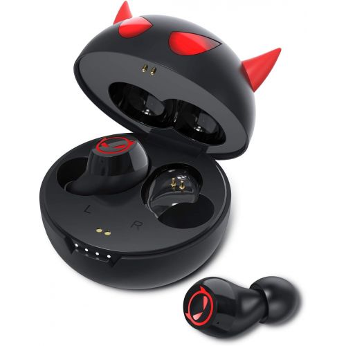  [아마존 핫딜] HolyHigh Wireless Earbuds, Bluetooth 5.0 Headphones in-Ear Cute Little Devil Earphones for Kids Adult 36H Playtime 3D Stereo Deep Bass Earbuds with Built-in Mic Portable Charging Case for i