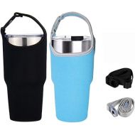 2 Pack Tumbler Carrier Holder, Neoprene Tumbler Sleeve with Carrying Handle, Water Bottle Carrier Pouch Fit for YETI Rambler Ozark Trail Rtic and More