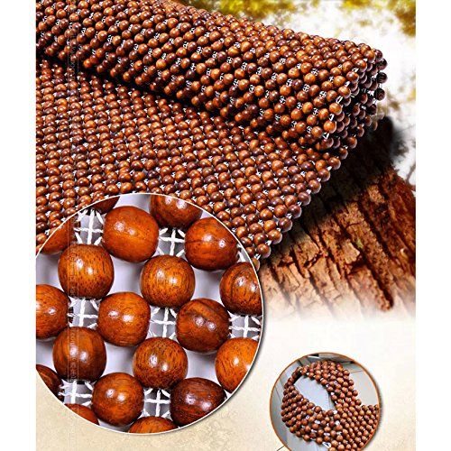  HomDSim Wood Beaded Auto Car Seat Bead Cover,Natural Rosewood Wooden Bead Cool Refreshing Back Massaging Comfort Cushion Mat,Premium Quality Universal for Car Truck on Summer (Fron