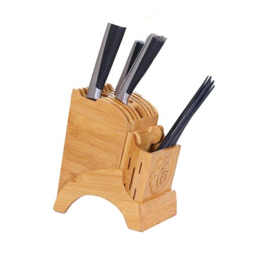  HomDSim Bamboo Knife Block Without Knives Knife Storage Organizer and Holder for Knives Scissors and Sharpening Rod