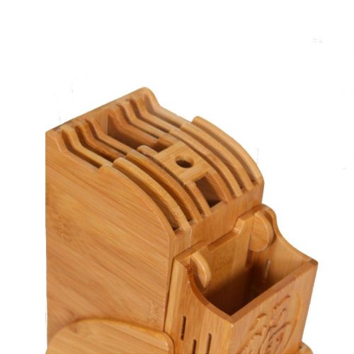  HomDSim Bamboo Knife Block Without Knives Knife Storage Organizer and Holder for Knives Scissors and Sharpening Rod