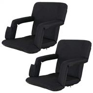 HomGarden Set of 2 Stadium Seat Chair for Bleachers Benches Grandstand Comfort Seats, 5 Reclining Custom Padded Cushion Backs Armrest Support