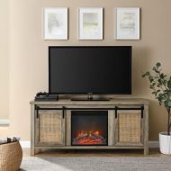 Homvent Fireplace TV Console 58 inch Wood TV Stand Media Shelves for TVs up to 60 Wide with Fireplace and Remote Control. (Grey)