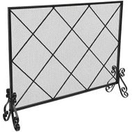 HomVent Indoor Fireplace Screen, Iron Large Fireplace Screen Outdoor Metal Decorative Mesh Cover Solid Fire Place Fireplace Panels Wood Burning Stove Accessories Black (Type 9)