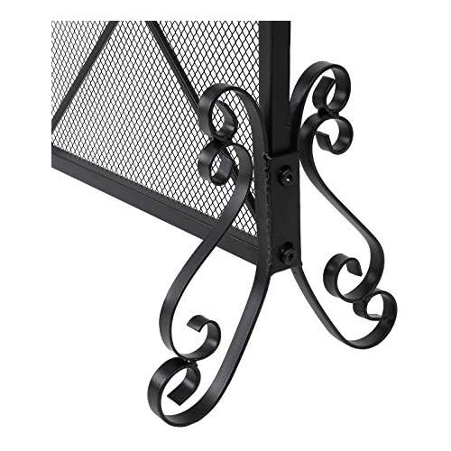  HomVent Indoor Fireplace Screen, Iron Large Fireplace Screen Outdoor Metal Decorative Mesh Cover Solid Fire Place Fireplace Panels Wood Burning Stove Accessories Black (Type 9)