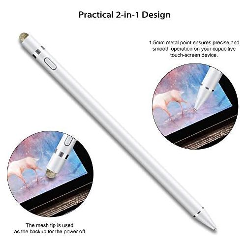  [아마존베스트]Active Stylus Compatible with Apple iPad, Homagical Stylus Pen for Touch Screens, Rechargeable Capacitive 1.5mm Fine Point iPad Pen Tablets Stylus with Pen Bag/Anti-friction Glove