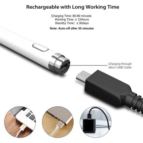  [아마존베스트]Active Stylus Compatible with Apple iPad, Homagical Stylus Pen for Touch Screens, Rechargeable Capacitive 1.5mm Fine Point iPad Pen Tablets Stylus with Pen Bag/Anti-friction Glove