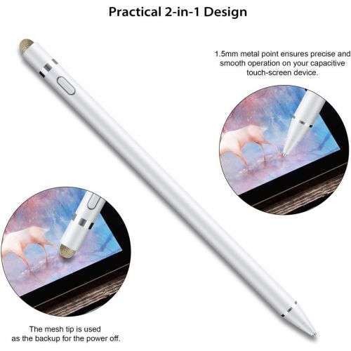  [아마존베스트]Active Stylus Compatible with Apple iPad, Homagical Stylus Pen for Touch Screens, Rechargeable Capacitive 1.5mm Fine Point iPad Pen Tablets Stylus with Pen Bag/Anti-friction Glove