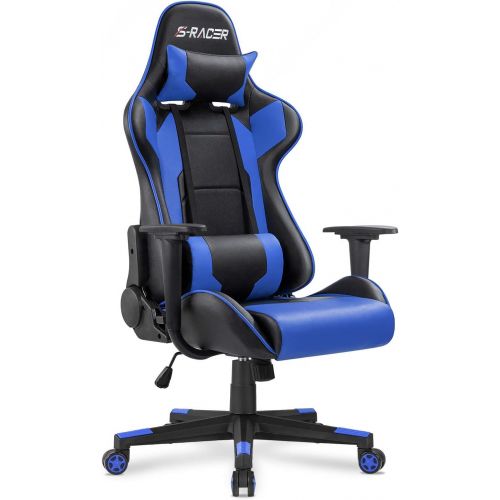  [아마존베스트]Homall Gaming Chair Office Chair High Back Computer Chair PU Leather Desk Chair PC Racing Executive Ergonomic Adjustable Swivel Task Chair with Headrest and Lumbar Support (Blue)