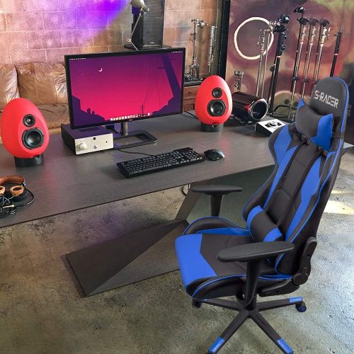  [아마존베스트]Homall Gaming Chair Office Chair High Back Computer Chair PU Leather Desk Chair PC Racing Executive Ergonomic Adjustable Swivel Task Chair with Headrest and Lumbar Support (Blue)