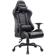 Homall Gaming Chair Racing Office Chair Leather Computer Desk Chair Adjustable Swivel Chair with Headrest and Lumbar Support (Black)