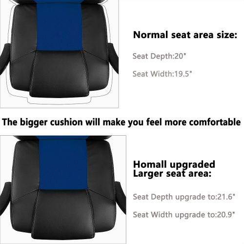  Homall Ergonomic Series Executive Computer Gaming Office Racing Style Swivel Chair with High Back,Seat Height Adjustment(Blue)